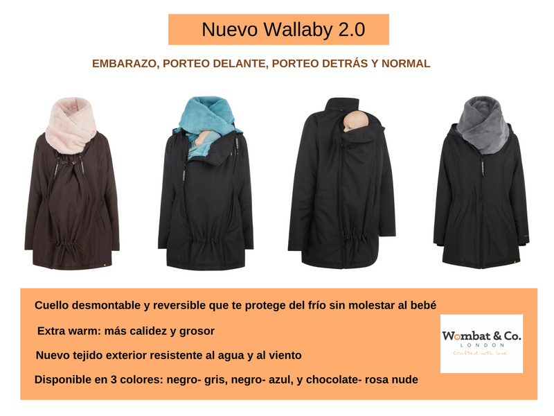 Abrigo de Porteo y Embarazo Wallaby 2.0 Negro (Negro y gris) Talla M - Imagen 6