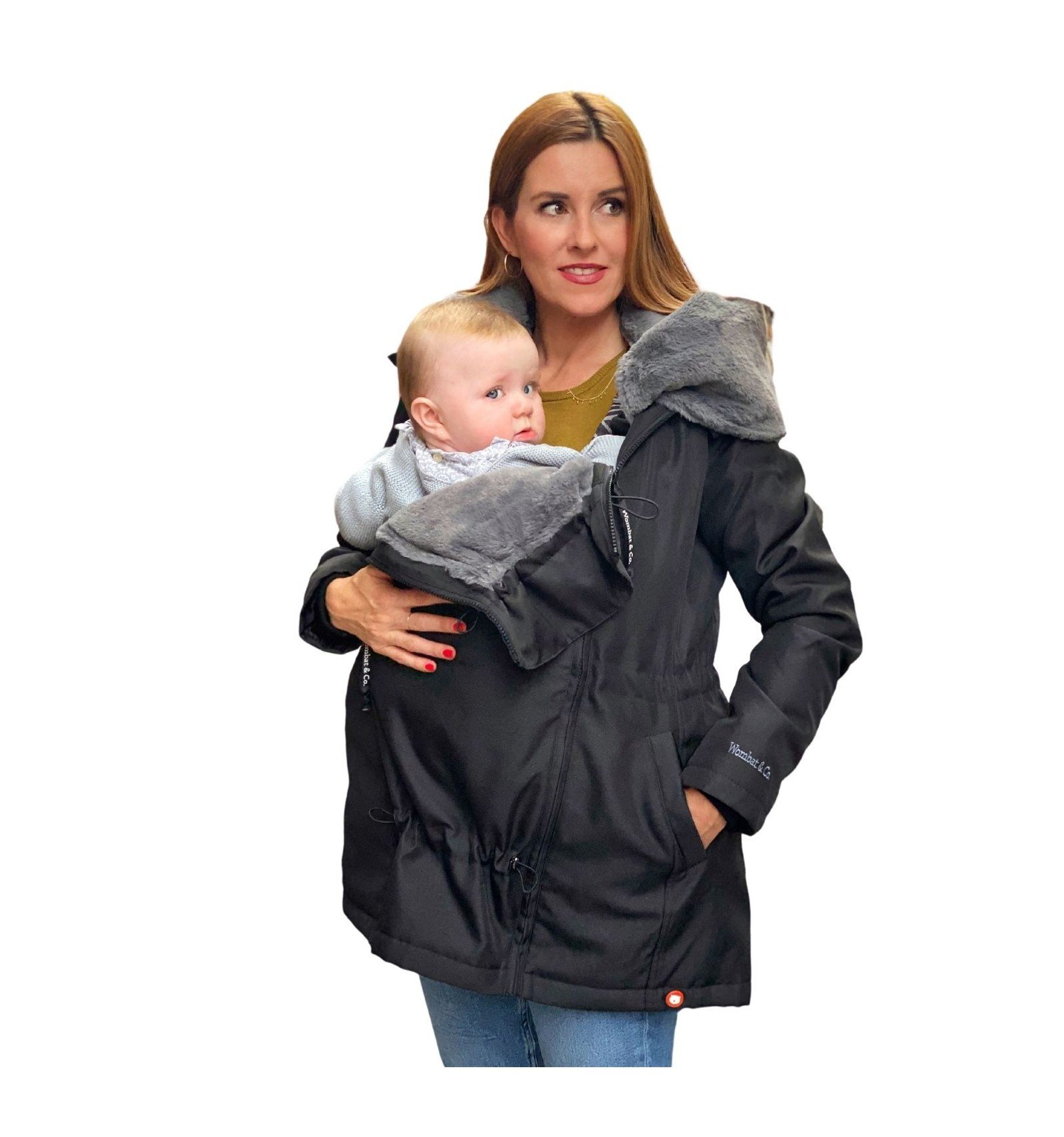 Abrigo de Porteo y Embarazo Wallaby 2.0 Negro (Negro y gris) Talla M