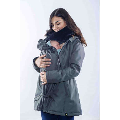Abrigo de Porteo y Embarazo Wallaby 2.0 Grey (Gris y Negro) Talla S